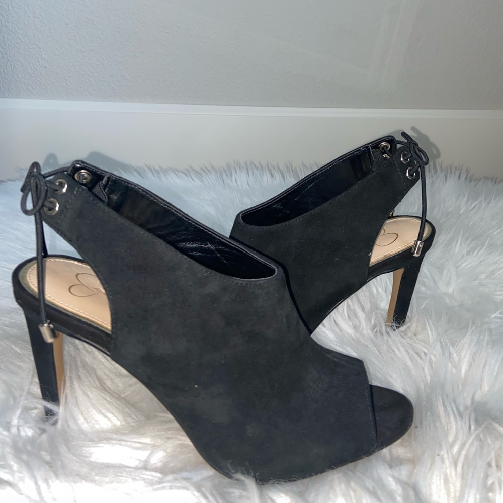 Jessica Simpson Black Back-strap Heels